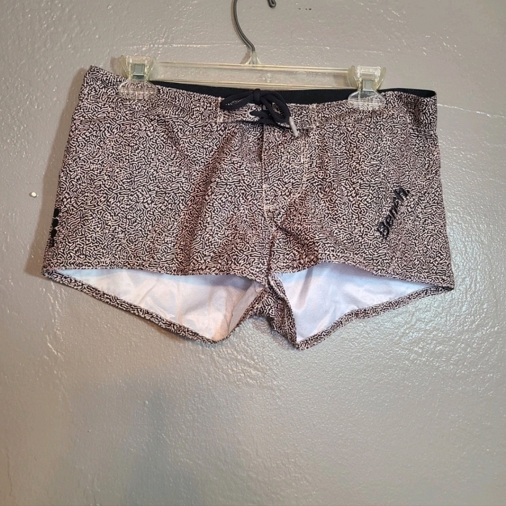 Bench Black and White Patterned Womens Swim Shorts Small Tie Closure NWT - Picture 11 of 11